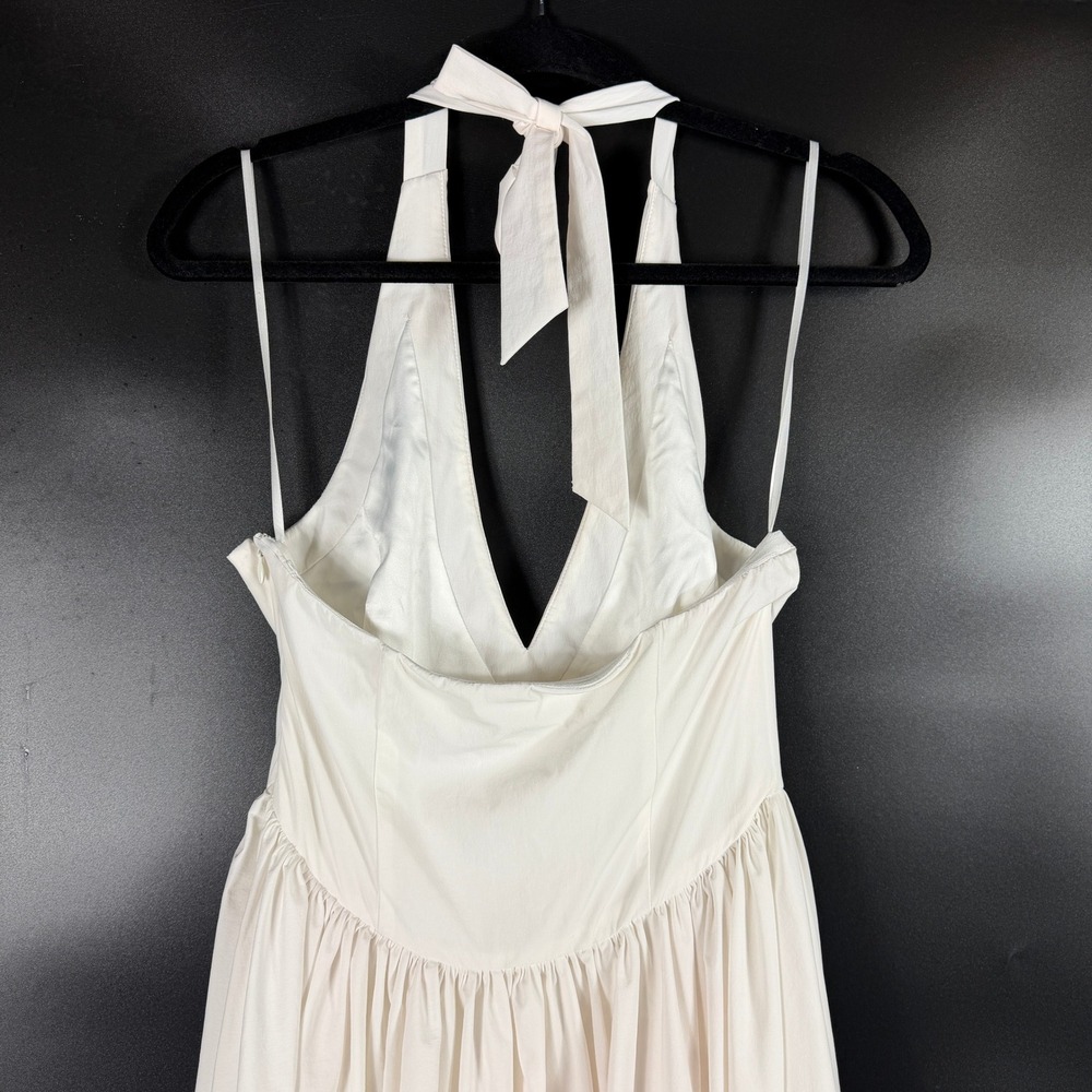 Jewel Badgley Mischka Halter Maxi Dress White V-Neck Sleeveless Womens Sz 4 US - Picture 7 of 12